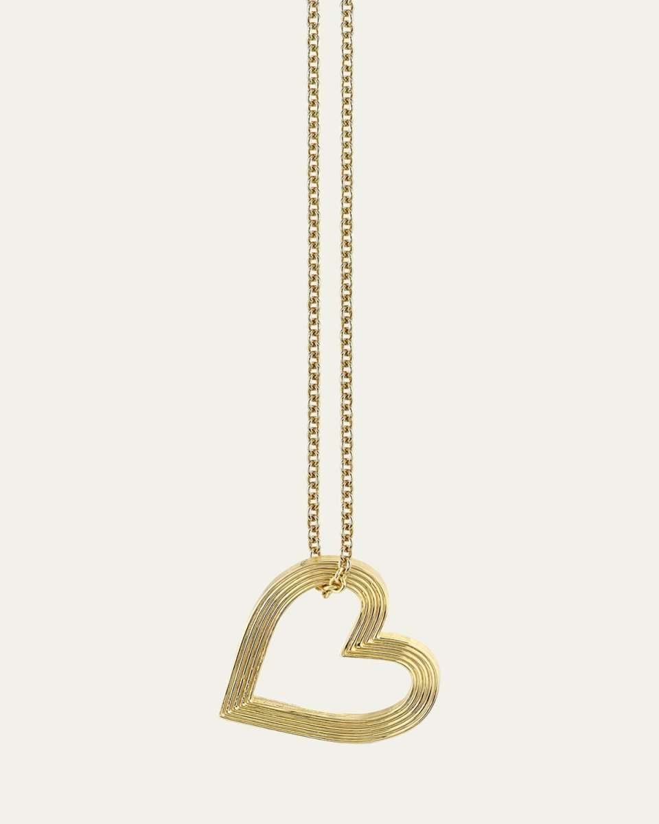14K Yellow Gold Fluted Heart Charm